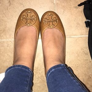 Brown leather Tory Burch flats